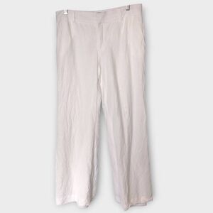 Banana‎ Republic Womens Pants Sz 14 White Linen Lined Wide Leg Dressy Classicore